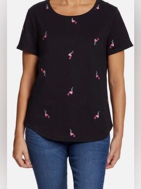 Vintage America Flamingo
Embroidered Tee Women M Black